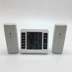 Home Wireless Thermometer C/F Max Min In/Outdoor Digital Refrigerators Freezers Wine Cellars LCD Temperature Monitor Two Sensors