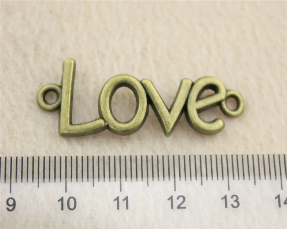 30pcs/lot 41*16mm ancient bronze Love charm Pendants DIY jewelry for bracelet necklace earring