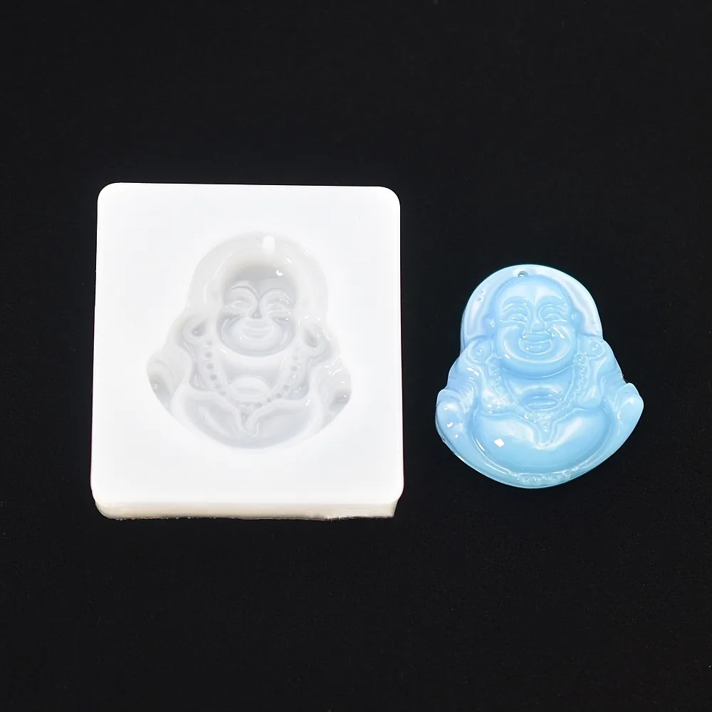 SNASAN Guanyin Buddha Pendant With Hole Silicone Mold Resin Casting Mould Jewelry Making Geometry Molds Square Round