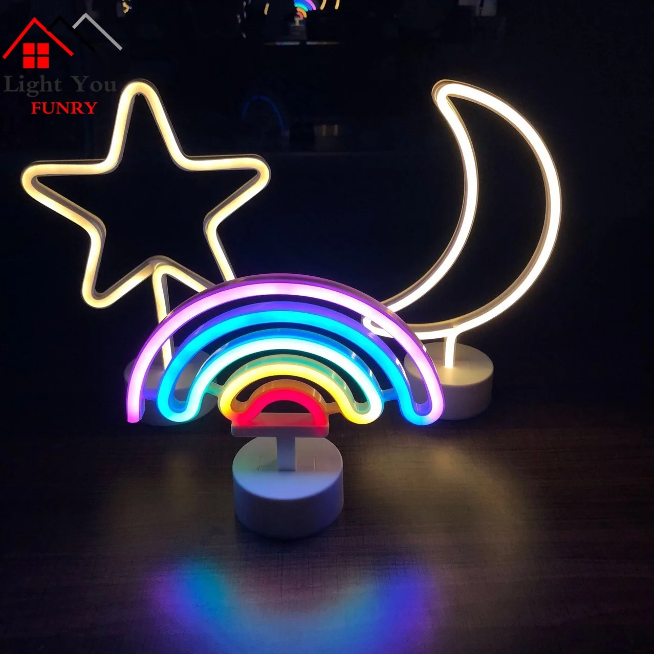 LED neon modeling lights Rainbow light Indoor bedroom Detachable Separation base Decorative night light