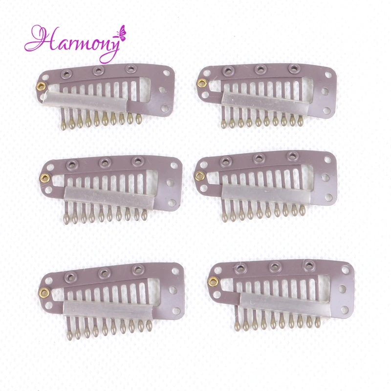 Clips pour Extension de cheveux, 200 pièces, 38mm, 10 dents, en forme de I, 6 couleurs en Option