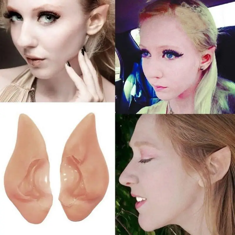 Latex Fairy Pixie Elf Ears Cosplay Accessories Halloween Party Latex Soft Pointed Prosthetic Tips Ear Wedding Party Decoration