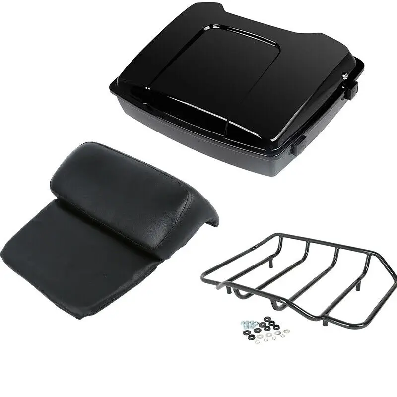 

Motorcycle Moto Razor Pack Trunk Top Rack Backrest For Harley Tour Pak Touring Road King Street Electra Glide 97-13