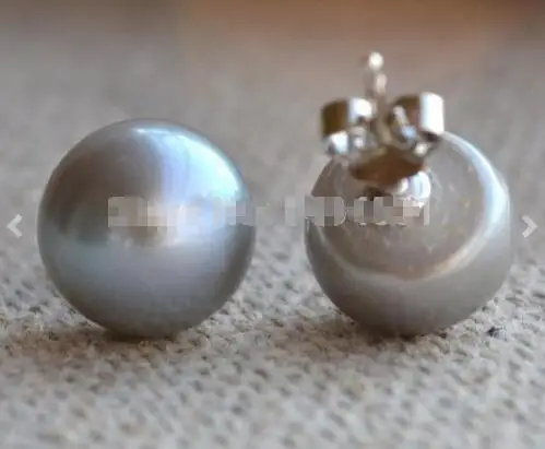 Wedding Bead Jewelry, Aaa 9.5 - 10MM Gray Freshwater Pearl Color Stud Earrings, Bridesmaid Earring, 925 Sterling Silver Jewelry