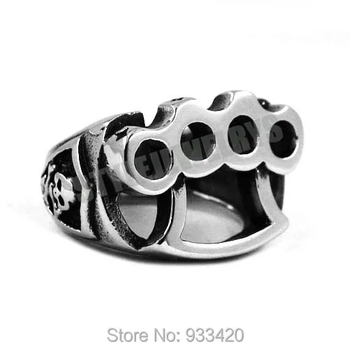 Wholesale Knuckles Boxing Glove Skull Ring Stainless Steel Jewelry Classic Motor Biker Men Ring Wholesale 436B