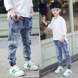 Boys Jeans Full Length Denim Pants 2022 Spring Autumn Fashion Boys Pants Casual Kids Clothes 4 6 8 10 12 Years Children Clothing