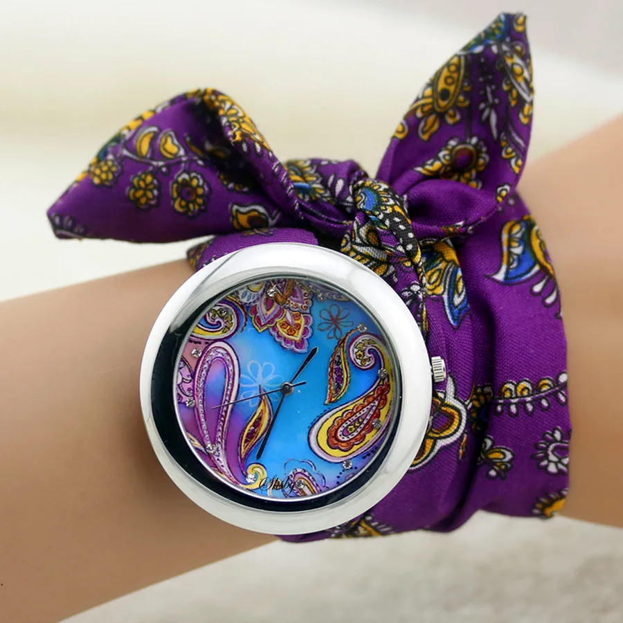 Shsby New Ethnic  Floral Chiffon Sweet Girls Watch Flower Cloth Watches Women Dress Watches Fashion Quartz  Female Ladies Gift