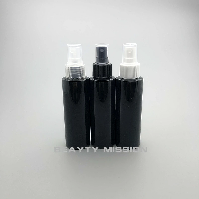 BEAUTY MISSION 100ml 48 pcs/lot empty make up spray pump plastic black bottle 100cc perfume cosmetic PET bottle container