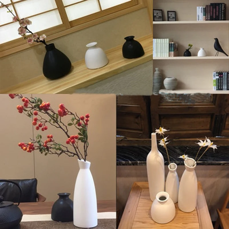 

Ceramic Chinese Arts and Crafts Vases, Porcelain Flower Vase, Wedding Gifts, Tabletop Vase, Home Decoration, White and Black