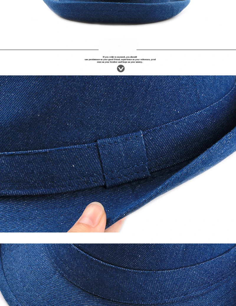 HT1749 2018 Neue Frühjahr Sommer Hut Baumwolle Denim Jazz Kappe Männer Frauen Klassische Panama Cap Derby Bowler Fedora Hut Solide plain Fedoras – Detail 6