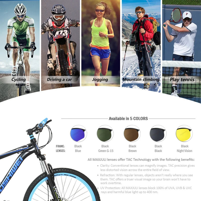 Prévention Jcorde I-Lunettes de soleil de sport polarisées pour hommes et femmes, cadre incassable Tr90, course à pied, pêche, randonnée en plein