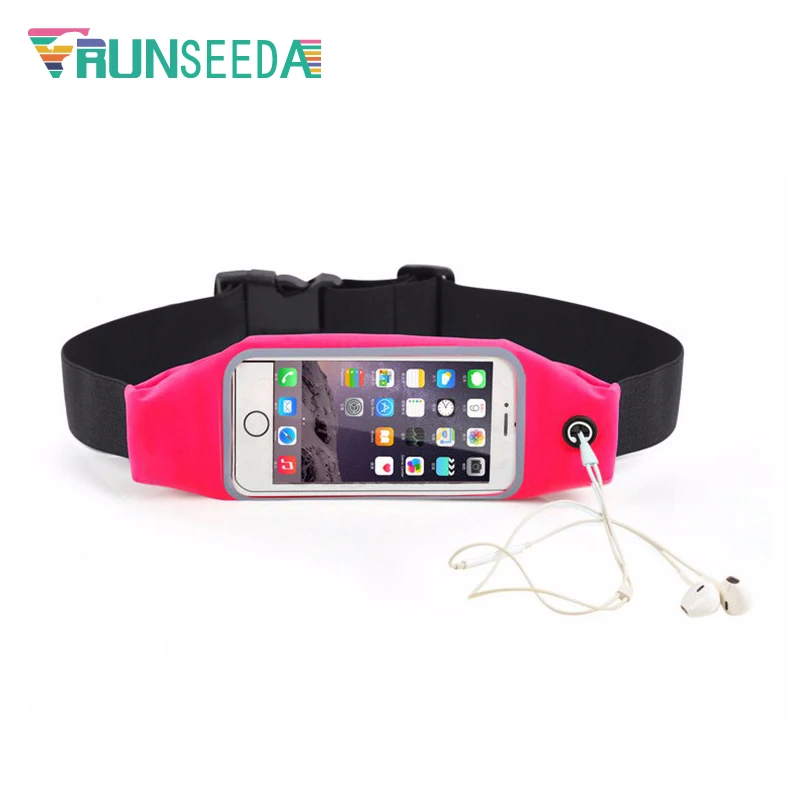 Runseeda-riñonera impermeable para hombre y mujer, bolsa de cintura para gimnasio, Fitness, soporte para teléfono móvil con pantalla táctil,