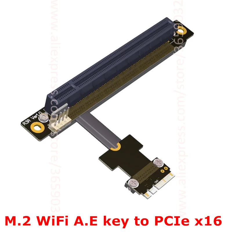 Riser PCI-e x16 To M.2 WiFi Key A.E A+E Adapter Card Riser Extender Gen3.0 Cable M2 AE pcie 16x For PCI-E 1x 2x 4x 8x 16x Angle