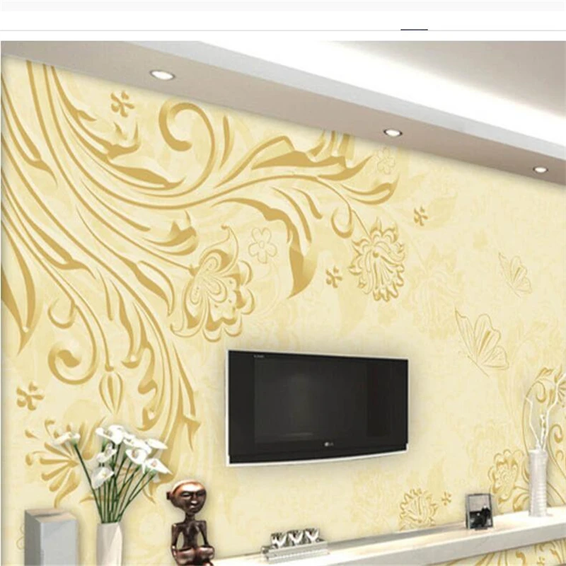 

wellyu обои papel de parede para quarto Custom wallpaper Golden embossed pattern European TV backdrop photo wallpaper tapety