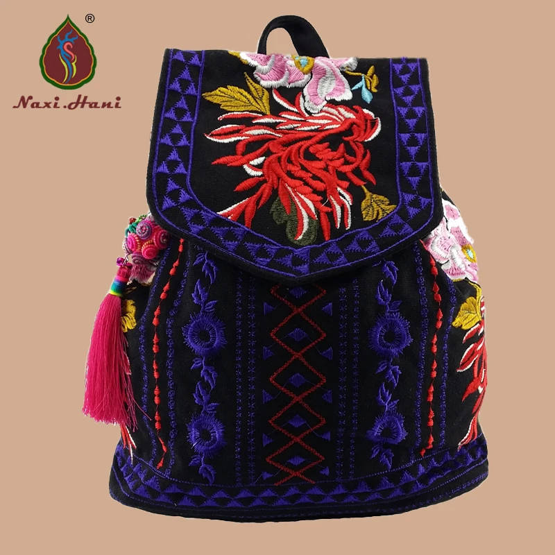 

National style women bag embroidered canvas Backpacks vintage fashion women travel Backpacks brand bags