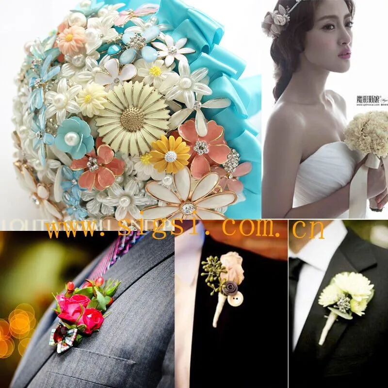 Retro style flower shape  rhinestone brooch for engagement