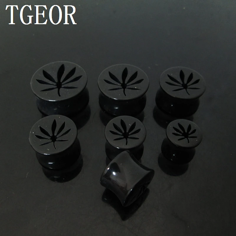 BRAND NEW 1 pair mixed 6 gauges ear expander saddle leaf laser cut acrylic ear plug FASHION FREE