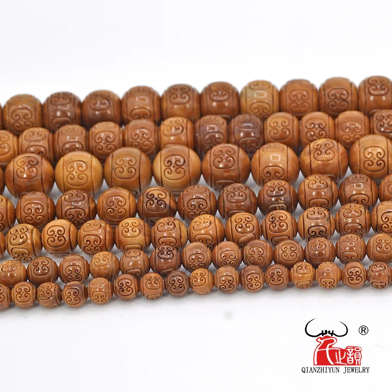 40PCS Natural Palm Fruit Kuka.Beads For Jewelry Making.Handmade DIY Jewelry Accessorie.Carving Decorative Pattern Beads.5mm-10mm