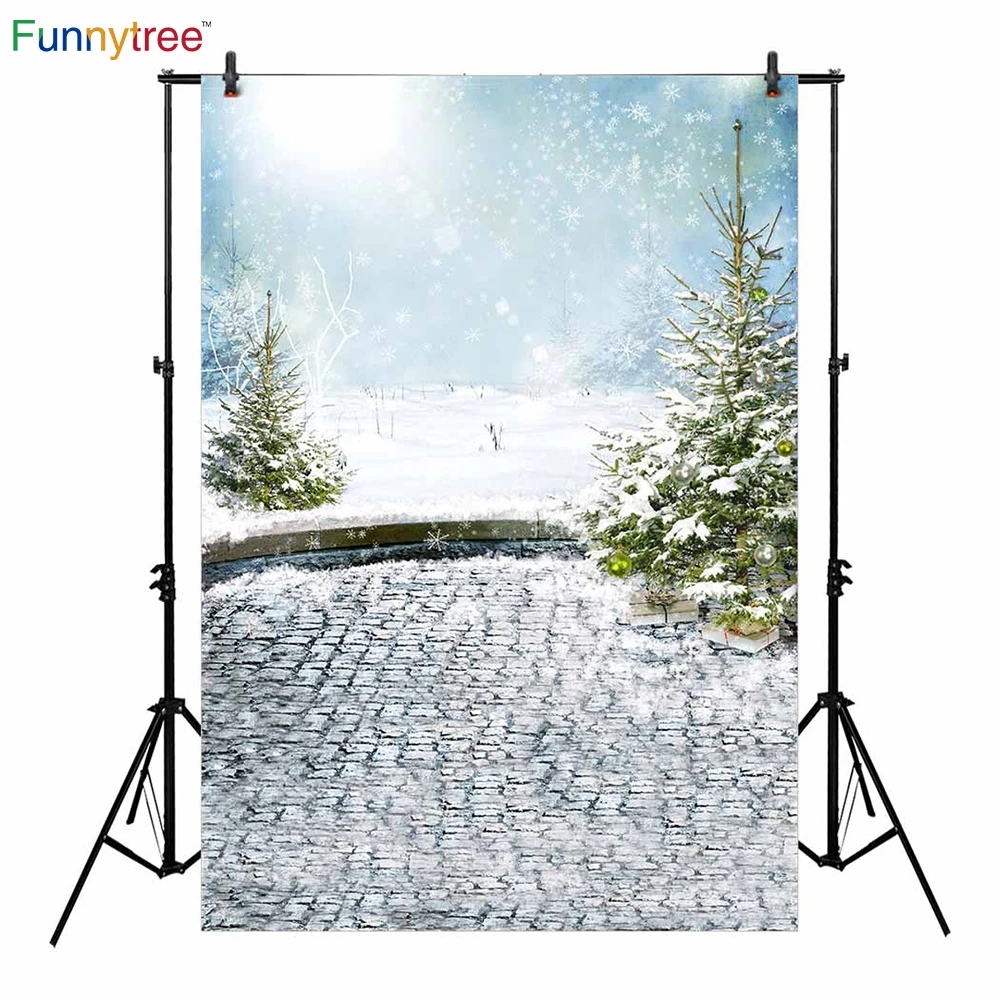 Funnytree new photographic background snowflakes sunrays landscapes outdoor brick floor christmas photo studio photobooth