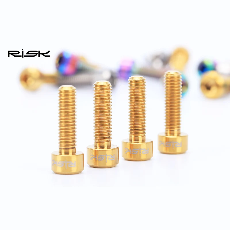 RISK 4pcs M6*20mm Titanium Alloy Bolt for Bicycle Crank Lock /Brake Clamp Fixed Screw Mountain MTB Cycling Bike Crank Bolt M6x20