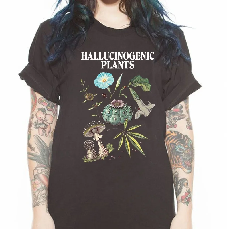 

kuakuayu HJN Unisex Hallucinogenic Plants T-Shirt Hipsters Vintage Fashion Marijuana Mushroom Tee