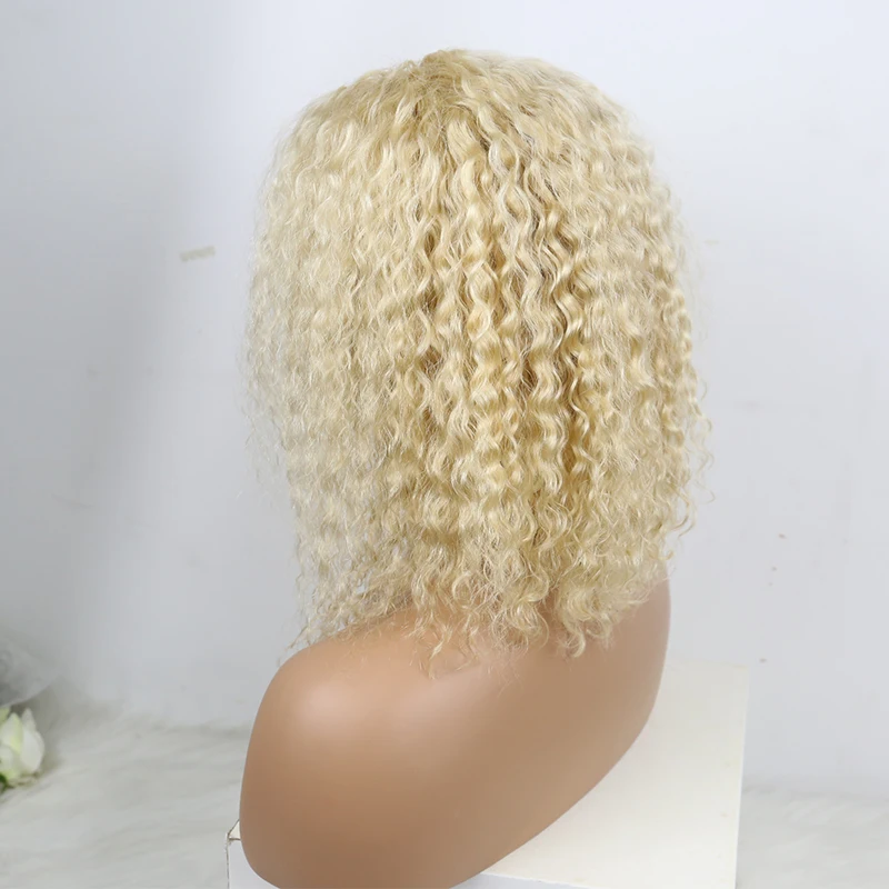 Kinky Curly Lace Front Wig 613 Honey Blonde HD Transparent Lace Short Bob 13x6 Human Hair Wigs Brazilian Dolago Colorful Wig image 4