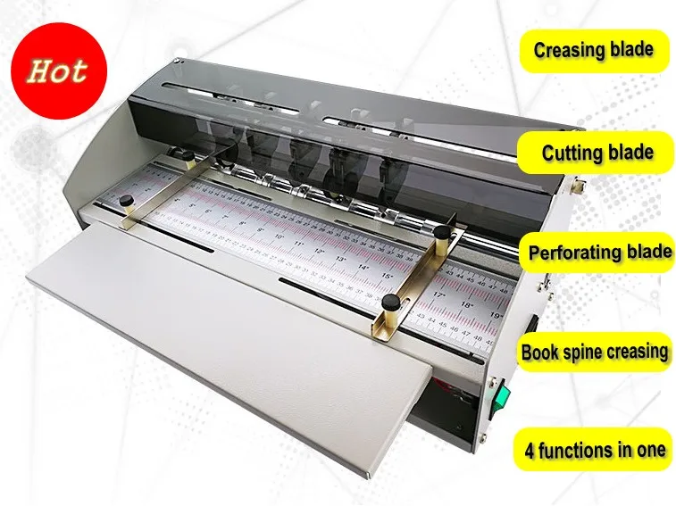 Papel Elétrico Creaser Cortador Perfator Máquina com Livro Spine Vinco Módulos Multi Funções 470 mm