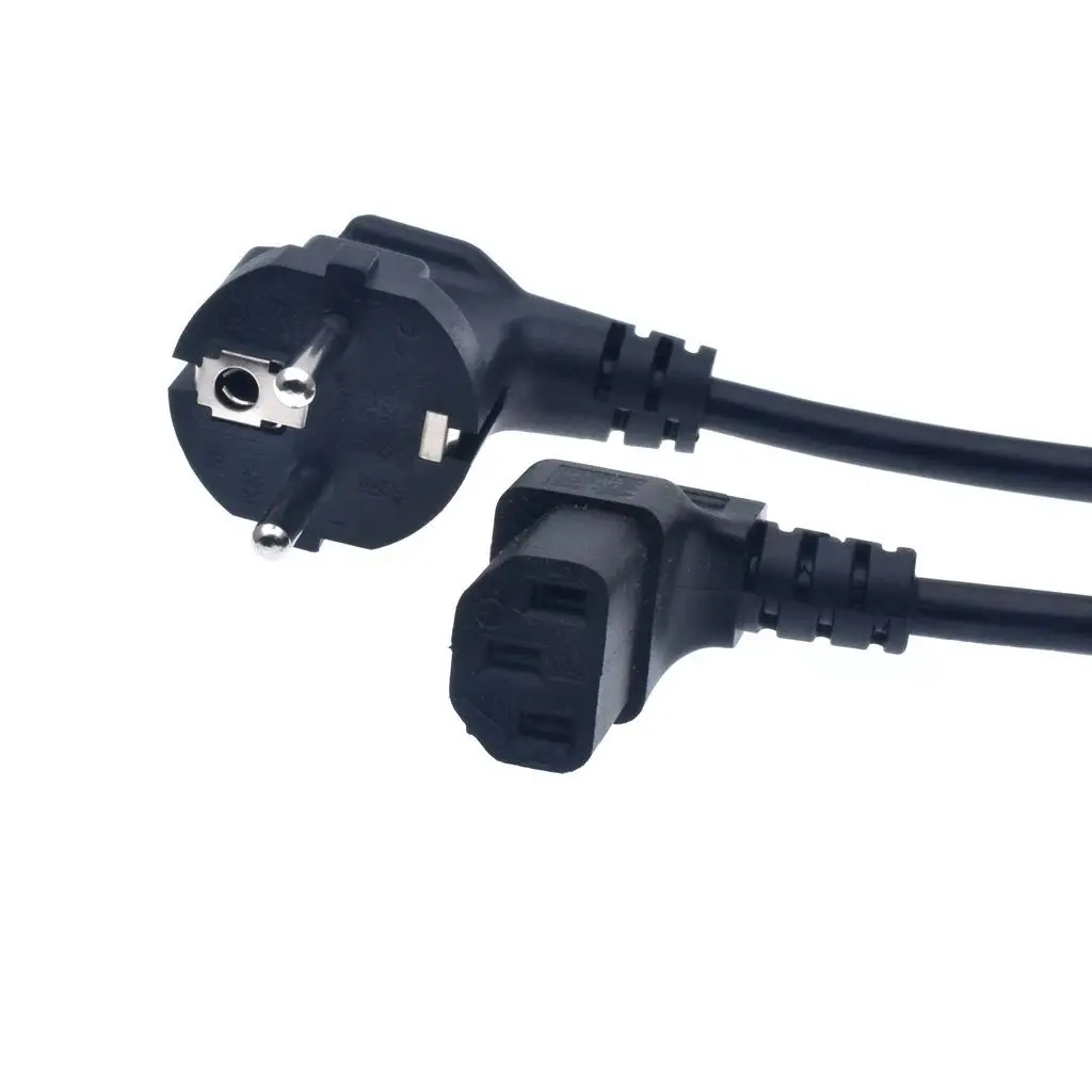 Power Cord Schuko CEE7/7 Male Plug to IEC320-C13 Female Right Angled Power Adapter Cable For Wall Mount TV