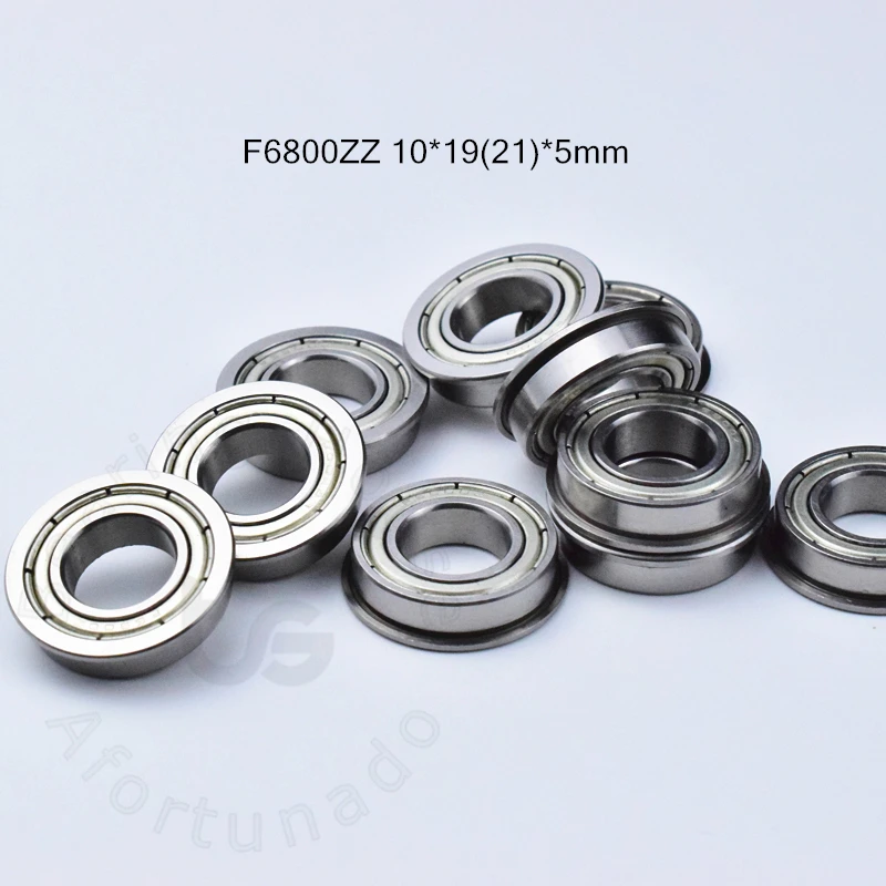 Flange Bearing 10pcs F6800ZZ 10*19(21)*5(mm) chrome steel Metal Sealed High speed Mechanical equipment parts