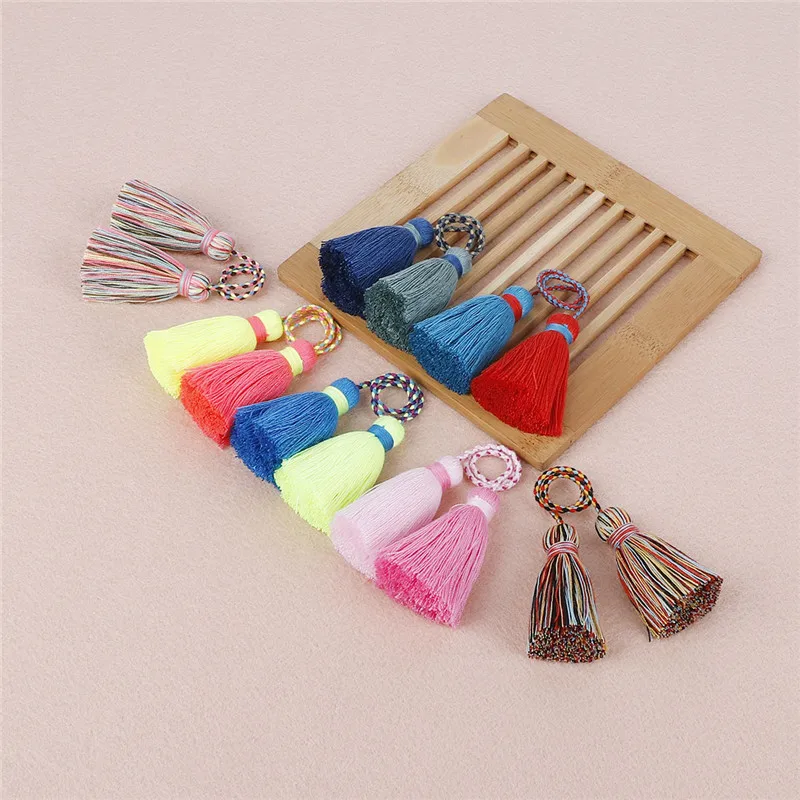

Fashion Cute Tassel Pendant Two-headed Contrast Color Cotton Line Fringe For DIY Charms Fashing Pendant Jewelry Findings