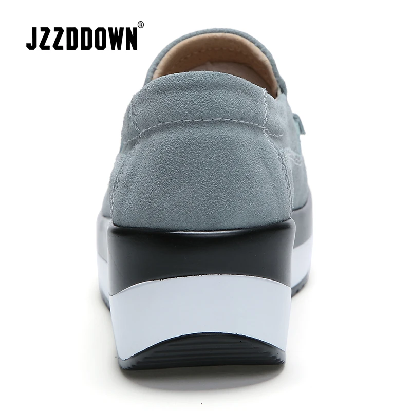 JZZDDOWN Platform Women shoes Genuine Leather Sneakers Ladies Shoes Wedges winter Casual Shoe Loafers Plus Size female shoe