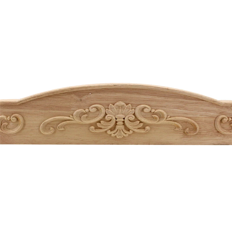 VZLX Flower Wood Carving Natural Wood Appliques for Furniture Cabinet Unpainted Wooden Mouldings Decal Decorative Figurines