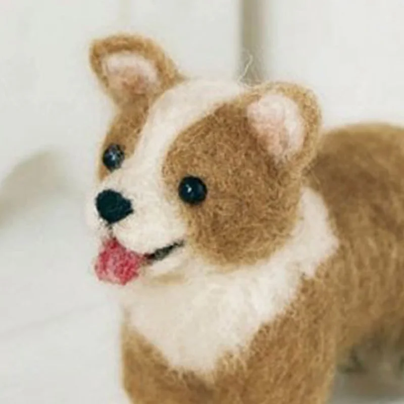 Non-Finished Felt Kit Cartoon Cute Lovely Dog Wool Needle Felting Toy Doll Wool Felt Poked Needle Kit DIY Package Non-Finished