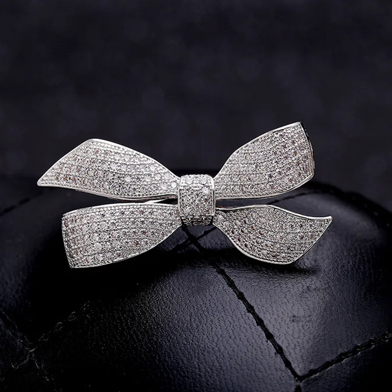 FXLRY New Arrive Romantic Fashion Women White AAA Cubic Zircon Butterfly Brooches Sweater Coat Accessories