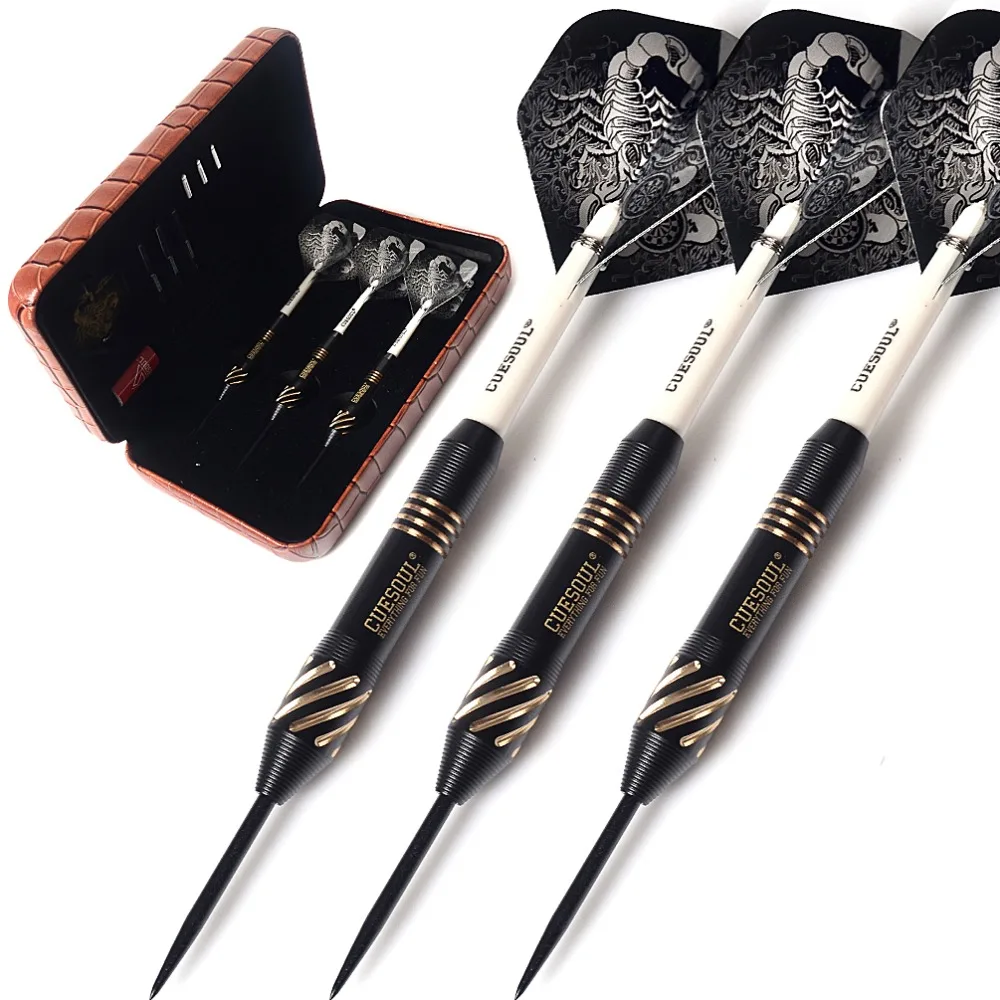 CUESOUL Black Scorpion Deluxe Steel Tip Darts Set with 20g Dart Barrels