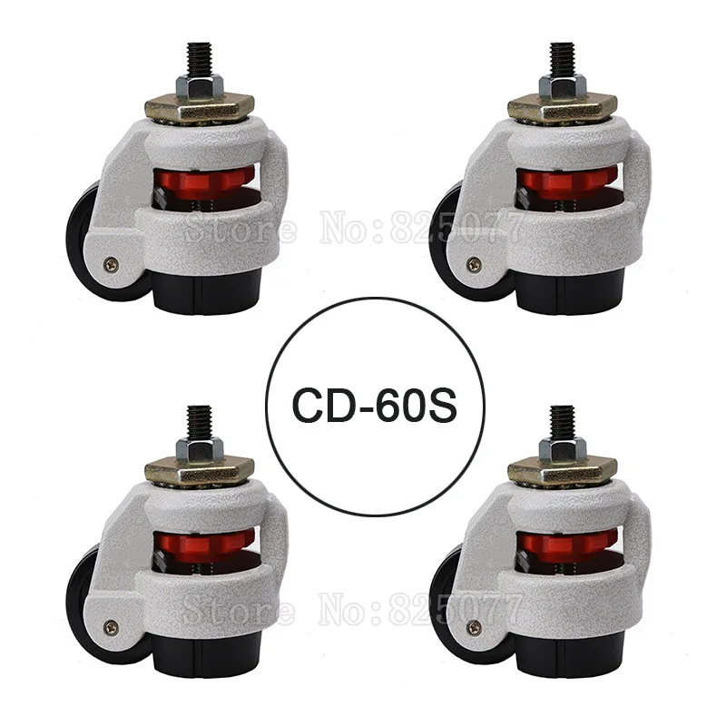 4PCS CD-60S Load Bearing 250kg/pcs Level Adjustment MC Nylon Wheel and Aluminum Pad Leveling Caster Industrial Casters JF1558