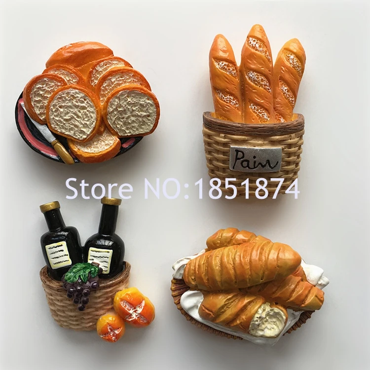 France Paper Bag Of Coarse Grains 3D Resin Fridge Magnets Tourist Souvenirs Refrigerator Magnetic Stickers Home Decortion