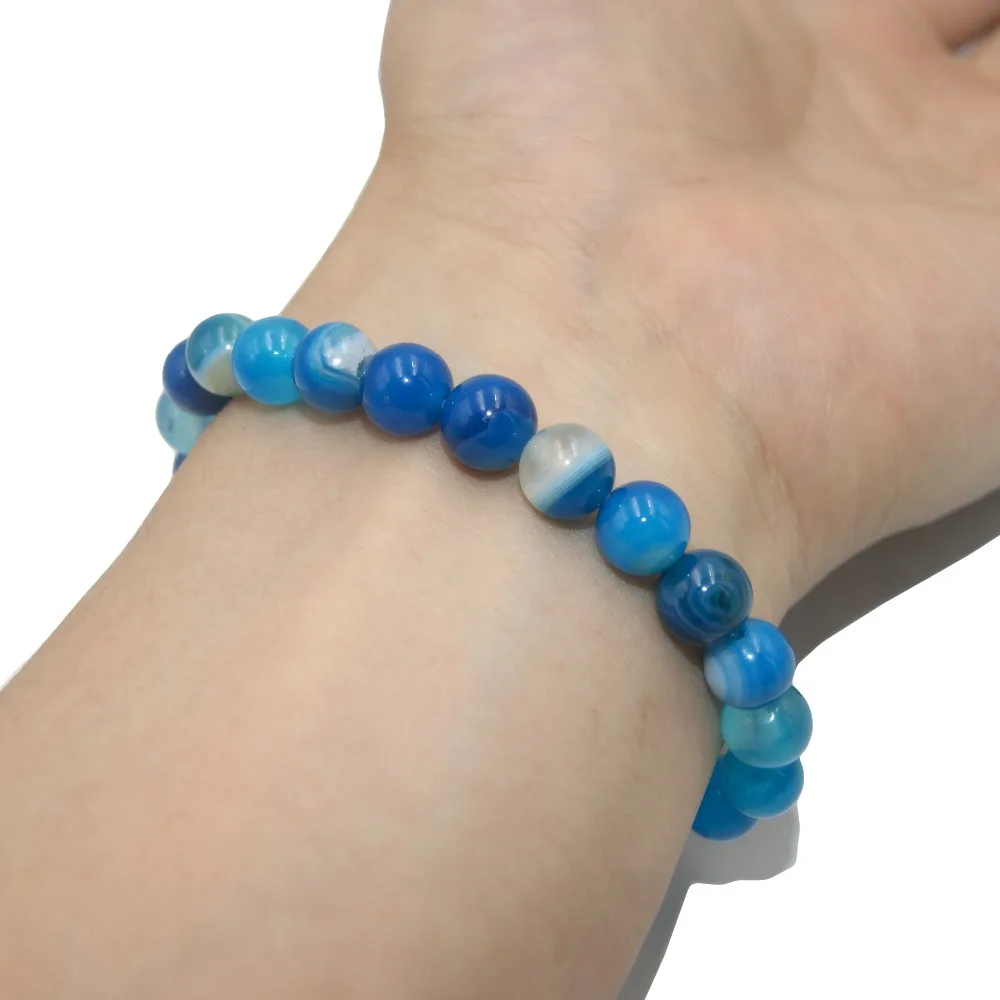 Fashion 6 8 10MM Natural Stone Bracelet for Women Men Tiger Eye Amythests Turquois agates Beaded Yoga Stretch Bracelets Bangles