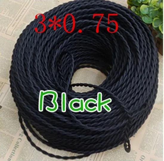 5m / a lot 3 cores colors fabric wire 3*0.75mm cable retro textile woven mesh cable wire and the vintage cable