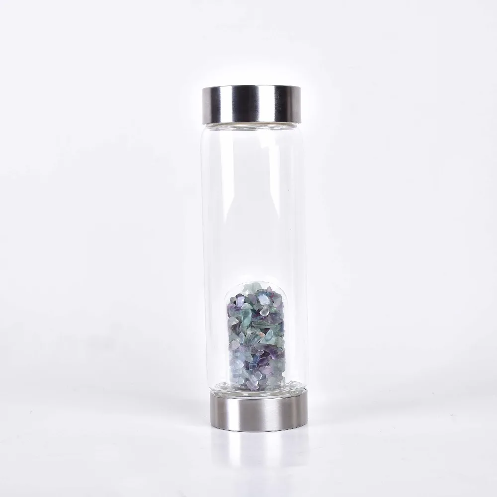 Drop shipping Product Natural Quartz Green Fluorite Crystal Point Gravel Glass Energy Cup Gem Crystal Gravel Bottle Healing Gift