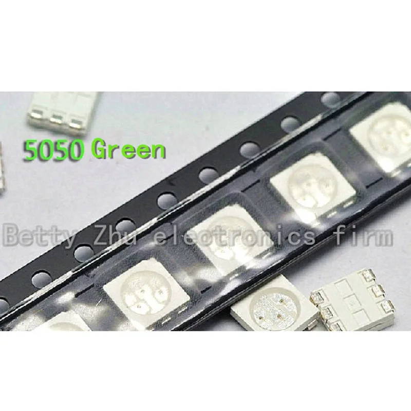 

100PCS/LOT 5050 bright green LED green light-emitting diodes 2000-3000mcd