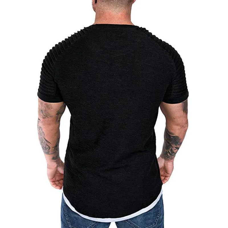 2023Summer Streetwear T-Shirts Men\'s Clothing M-3XL Casual Short Sleeve T Shirt Men Slim Fit Solid T Shirts Tops Tee Shirt Homme