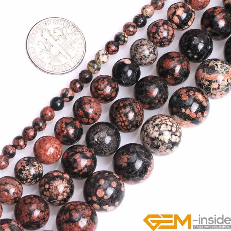 

Round Natural Dark Red Snowflake Obsidian Stone Gem Stone Semi Precious Beads Loose Bead For Jewelry Making 15 Inch Wholesale