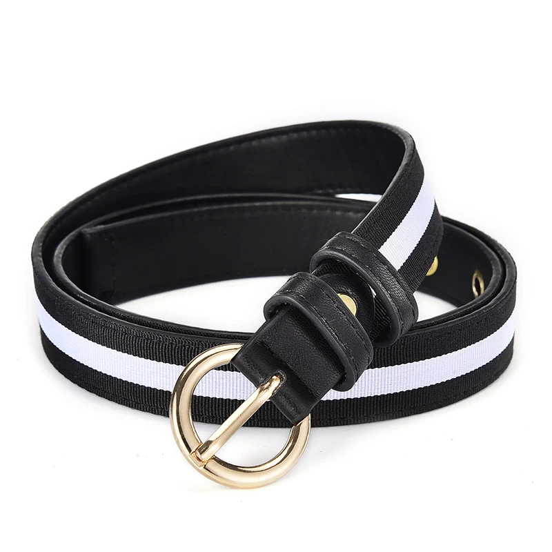 Nieuwe Unisex riem mode streep hoge kwaliteit canvas Vrouwen riem Legering pin gesp jurk cowboy broek riem