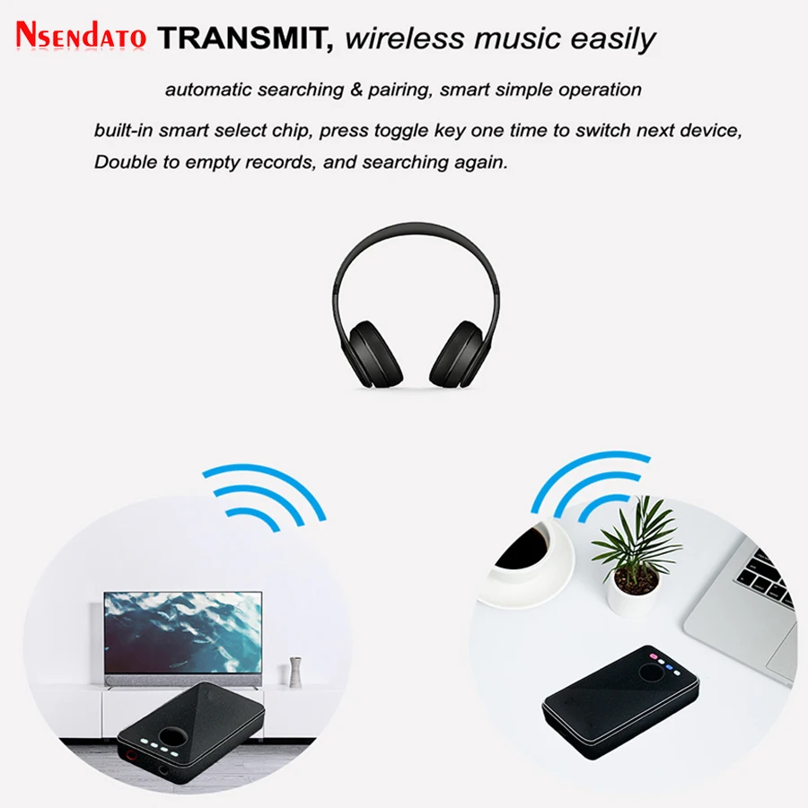 2-In-1 3.5Mm Jack Stereo Bluetooth Transmitter Receiver Adaptor Bluetooth 4.1 Transmisi Audio Nirkabel Receiver Aux Adaptor