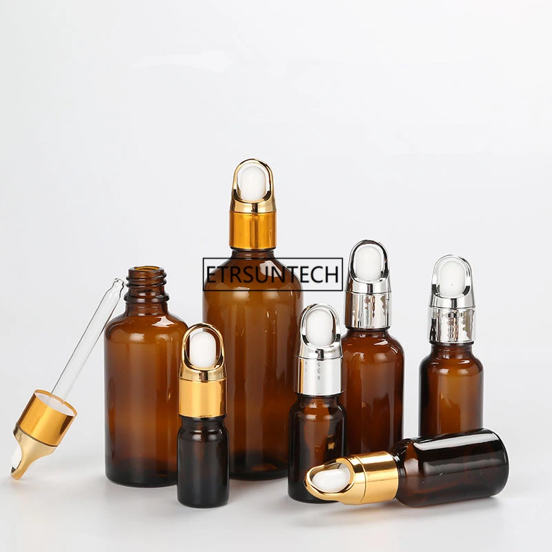 

100pcs 5ml 10ml 15ml 20ml 30ml Amber Glass Dropper Bottle, Glass Essential Oil Bottle With Tamper Evident Dropper F2359