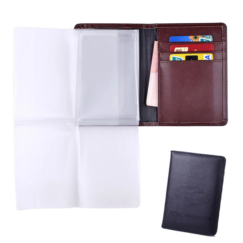 Russian Driver's License Credit Card Holders PU Leather Case for Car Driving Documents Business Card Purse of Passport Cover