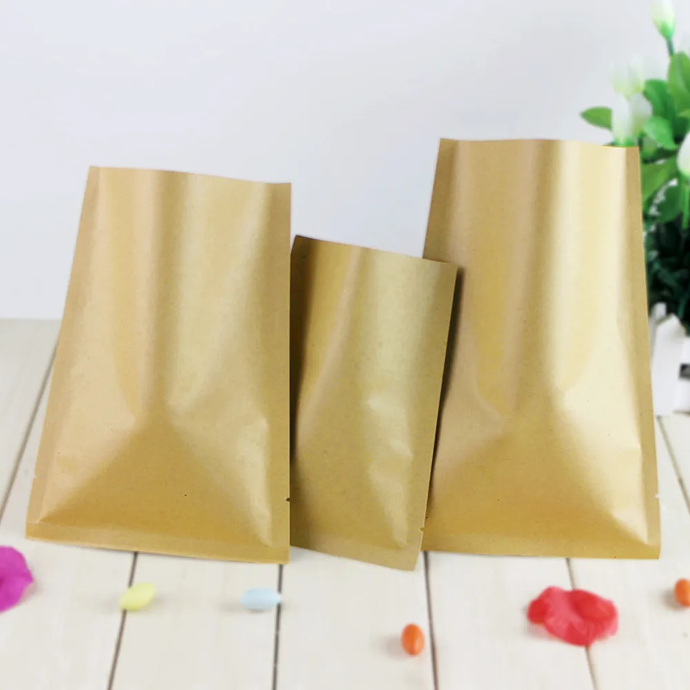 DHL 8*12cm Open Top Party Kraft Paper Aluminum Foil Food Coffee Storage Packaging Bags Heat Seal Mylar Package Pouch 800Pcs/Lot