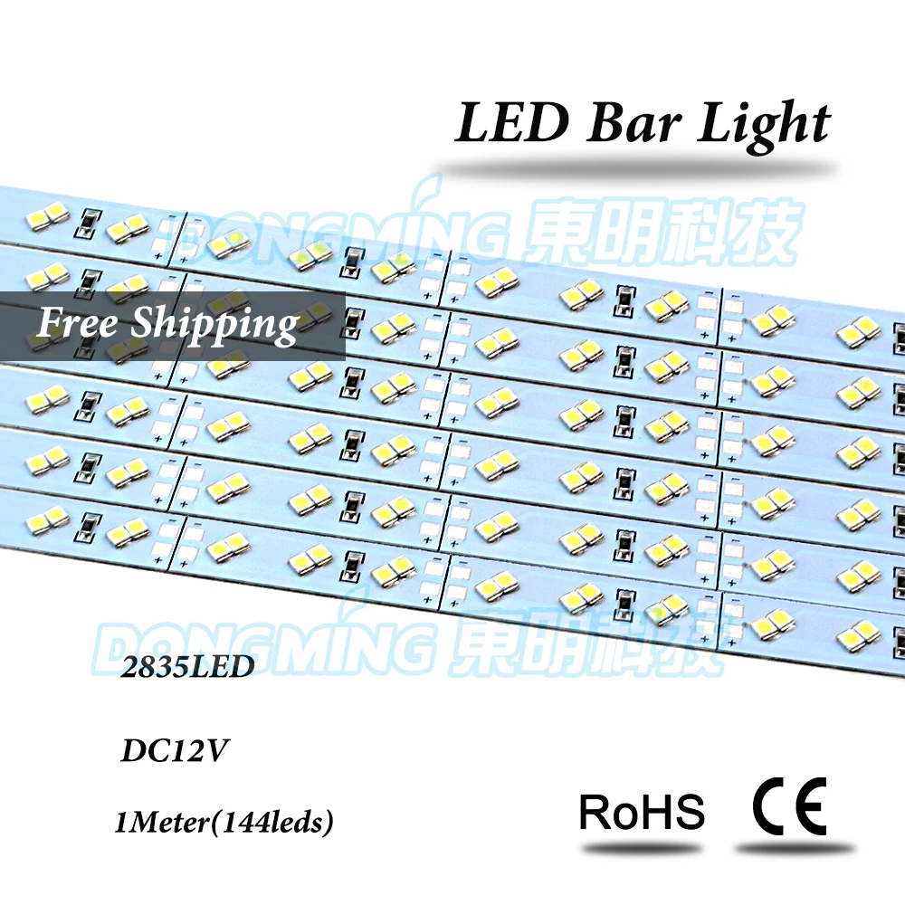 75pcs 2835 led bar light 1m non waterproof DC 12V 144led/m double row led luces bar light aluminum for cabinet