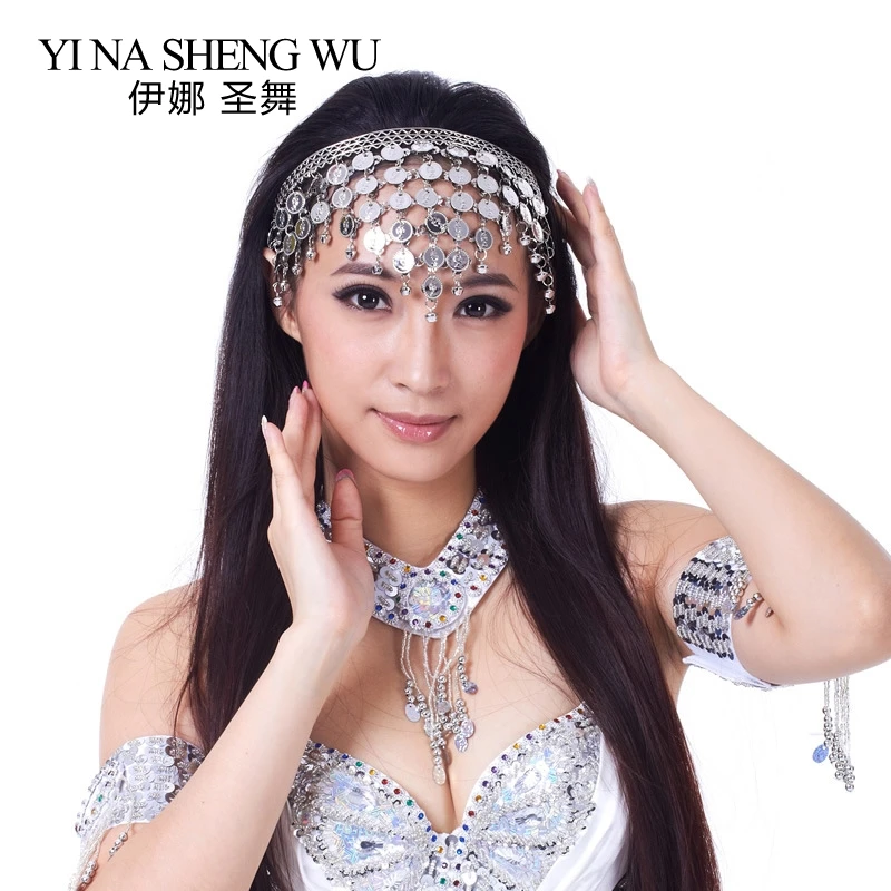 1Pc Bellyเต้นรำอุปกรณ์เสริมHeaddressสำหรับBelly Danceผู้หญิงGold Silver Belly Dance Performanceสวมใส่เต้นรำProps